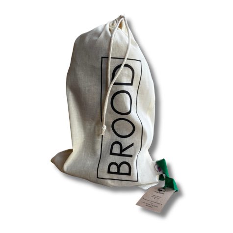 katoenen broodzak met bedrukking BROOD maat L bij Bag-again zero waste webshop