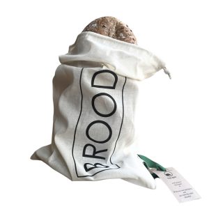 katoenen broodzak met bedrukking BROOD maat L bij Bag-again zero waste webshop
