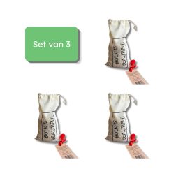 Bag-again set van 3 katoenen zakjes bulk met bedrukking bulk is beautiful