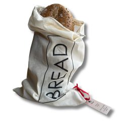 katoenen broodzak met bedrukking BREAD maat L bij Bag-again zero waste webshop
