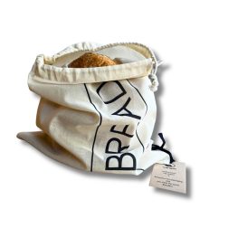 katoenen broodzak met bedrukking BREAD maat S bij Bag-again zero waste webshop
