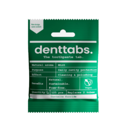 Denttabs tandenpoetstabletjes 125 stuks mint met fluoride Bag-again zero waste webshop