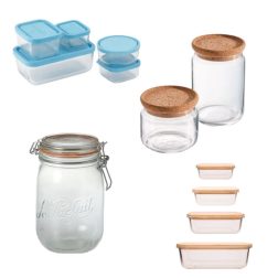 Weckpotten en glazen voorraaddozen