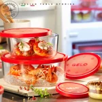 Bormioli 3 delige set glazen bakjes rond bij Bag-again zero waste webshop