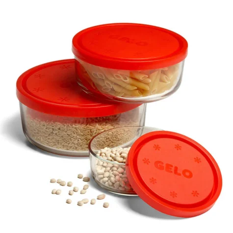 Bormioli 3 delige set glazen bakjes rond bij Bag-again zero waste webshop
