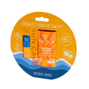 beauty made easy zonnebrandstick gezicht spf 50 plasticvrij lipbalm bij Bag-again zero waste webshop